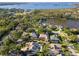 Stunning aerial view displays the pool home's prime waterfront location with lake access at 1016 91St Nw St, Bradenton, FL 34209