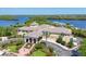 A daytime overhead view of the architecture and landscaping of the River Club and marina at 10411 Winding Stream Way, Bradenton, FL 34212