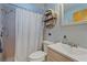 Neutral bathroom showcasing shower/tub combo and vanity with stylish decor at 108 Stanford Rd, Venice, FL 34293