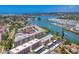 Aerial view of waterfront condos, boat docks, and scenic water views at 210 Santa Maria St # 244, Venice, FL 34285