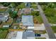 Aerial view of home showcasing screened pool, fenced yard, and meticulous landscaping at 2708 Fort Worth St, Sarasota, FL 34231