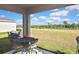 Covered patio with backyard view, perfect for outdoor dining and entertaining at 3813 Lively Coral Pl, Bradenton, FL 34208