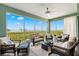 Spacious screened patio with comfortable seating and tranquil waterfront views at 388 Aruba Cir # 103, Bradenton, FL 34209