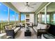 Inviting screened-in patio with a ceiling fan and views of the community and waterfront at 388 Aruba Cir # 103, Bradenton, FL 34209