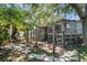 Well-constructed chicken coop nestled under mature trees, with secure fencing and a charming stone pathway at 5024 37Th E St, Bradenton, FL 34203