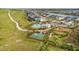 Aerial view of a Primary-planned community with pool, playground, sports court, walking trail and lake at 5583 Summit Gln, Bradenton, FL 34203