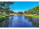 A picturesque pond and lush trees enhance the backyard view, showcasing a serene and tranquil environment at 5711 Garden Lakes Fern, Bradenton, FL 34203