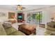 The living room features comfortable seating and sliding doors leading to a screened-in lanai at 6780 Schooner Bay Cir # 6780, Sarasota, FL 34231