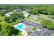 Aerial view of condos, pool, parking and green space at 7858 Eagle Creek Dr # 7442, Sarasota, FL 34243