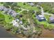 Breathtaking aerial view of the houses with a unique white sand area, and waterfront access at 79 Tidy Island Blvd, Bradenton, FL 34210