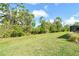 Expansive backyard with lush green lawn and mature trees, offering privacy and a connection to nature at 18249 Vizcaya Ct, Venice, FL 34293