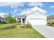 Charming one-story home features a manicured lawn, gray roof, neutral paint, and a two-car garage at 18249 Vizcaya Ct, Venice, FL 34293