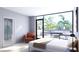 Bedroom featuring a king bed, full bath and a terrace with great outdoor seating and greenery at 2170 Robinhood St # A1-304, Sarasota, FL 34231