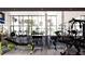 Well-equipped gym with modern exercise machines and large windows showcasing a view of palm trees at 2170 Robinhood St # A1-304, Sarasota, FL 34231