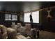 Luxurious home theater with comfortable seating, dark walls, and star-lit ceiling at 4050 Higel Ave, Sarasota, FL 34242