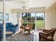 Cozy lanai with comfortable seating and views of the lush golf course at 4355 Longmeadow # 23, Sarasota, FL 34235