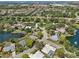 Beautiful aerial view showing waterfront community and lush green trees and scenery at 8146 Shadow Pine Way, Sarasota, FL 34238
