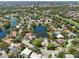 Drone view showcasing the property nestled in a community with tranquil ponds and well-manicured green spaces at 8146 Shadow Pine Way, Sarasota, FL 34238