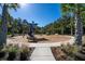 Community playground area featuring a slide, swings, and climbing structures, surrounded by lush landscaping and palm trees at 10616 High Noon Trl, Parrish, FL 34219