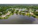 Scenic aerial view of lakeside homes, lush greenery and beautiful tranquil lake at 11215 Rivers Bluff Cir, Lakewood Ranch, FL 34202