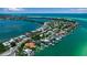 An aerial view of a neighborhood by the ocean at 1435 Westway Dr, Sarasota, FL 34236