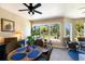 Cozy breakfast nook with a round table, wicker chairs, and a large window overlooking the backyard at 2397 Vaccaro Dr, Sarasota, FL 34231