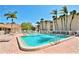 Resort-style pool with palm trees and lounge chairs in a fenced area at 2763 Woodgate Ln # 108, Sarasota, FL 34231