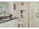Bathroom features a granite counter, glass shower and modern fixtures at 3609 57Th Avenue W Dr # 37, Bradenton, FL 34210