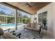 Cozy covered patio with comfortable seating overlooking the inviting pool area at 3816 Little Country Rd, Parrish, FL 34219