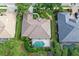 A birds eye view reveals a private backyard swimming pool, fully screened in at 5355 Anthony Ln, Sarasota, FL 34233