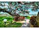 Community park featuring a large sprawling tree, walking path, and waterfront views for residents' enjoyment at 6157 Midnight Pass Rd # B42, Sarasota, FL 34242