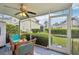 Covered, screened lanai with ceiling fan and ample seating to enjoy the outdoors at 6330 Green Oak Cir, Bradenton, FL 34203