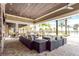 Relaxing outdoor lounge area with plush seating and stone pillars at 6713 Chester Trl, Bradenton, FL 34202