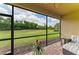 Relaxing screened lanai with brick flooring offers serene views of the expansive and well-maintained backyard at 157 Wandering Wetlands Cir, Bradenton, FL 34212