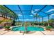 Lush screened-in pool and patio area with stunning golf course views for relaxation and enjoyment at 407 Fieldstone Dr, Venice, FL 34292