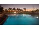 Inviting community swimming pool with palm trees and colorful sunset at 4920 Boca Raton Ave, Sarasota, FL 34234