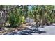 A view of the home surrounded by mature trees and scrubs at 5033 Oxford Dr, Sarasota, FL 34242