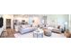 Bright, staged living room with stylish sofas, decor and open floor plan to the kitchen at 5672 Jonesboro Ave, North Port, FL 34288