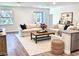 Bright and airy living room featuring hardwood floors, neutral paint, plush couches, and a stylish coffee table at 5672 Jonesboro Ave, North Port, FL 34288