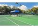View of tennis court featuring a covered seating area at 75 Inlets Blvd # 75, Nokomis, FL 34275
