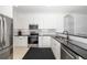 Modern kitchen with stainless steel appliances, black countertops, and white cabinetry at 9101 Yarberry St, Sarasota, FL 34240
