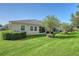 Spacious backyard with lush lawn, mature trees, and screened-in porch for outdoor enjoyment at 11847 Meadowgate Pl, Lakewood Ranch, FL 34211