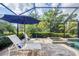 Inviting pool area with spa, lounge chairs, and sun umbrella at 18045 Polo Trail St, Bradenton, FL 34211