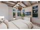 Cozy bedroom with large windows, wood-beamed ceiling, and stylish decor for comfortable living at 19208 Ganton Ave, Lakewood Ranch, FL 34202