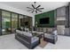 Stylish outdoor living area with a built-in kitchen, comfortable seating, and access to the beautiful pool area at 2632 Hawthorne St, Sarasota, FL 34239