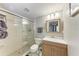 Clean bathroom featuring a walk-in shower with sleek glass doors and nice vanity at 3803 Sun Eagle Ln # 203, Bradenton, FL 34210