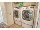 Bright laundry room with modern washer and dryer units and ample shelving at 621 Ivanhoe Ln, Holmes Beach, FL 34217