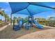 Community playground with colorful equipment, sun shade and park benches for all to enjoy at 6295 Crested Eagle Ln, Nokomis, FL 34275