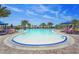 Large community pool featuring comfortable seating, a beach-like entrance, and stunning waterfront views at 6295 Crested Eagle Ln, Nokomis, FL 34275