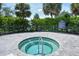 Secluded hot tub with a small spa, enclosed by a decorative iron fence and lush landscaping at 8019 Indigo Ridge Ter, Bradenton, FL 34201